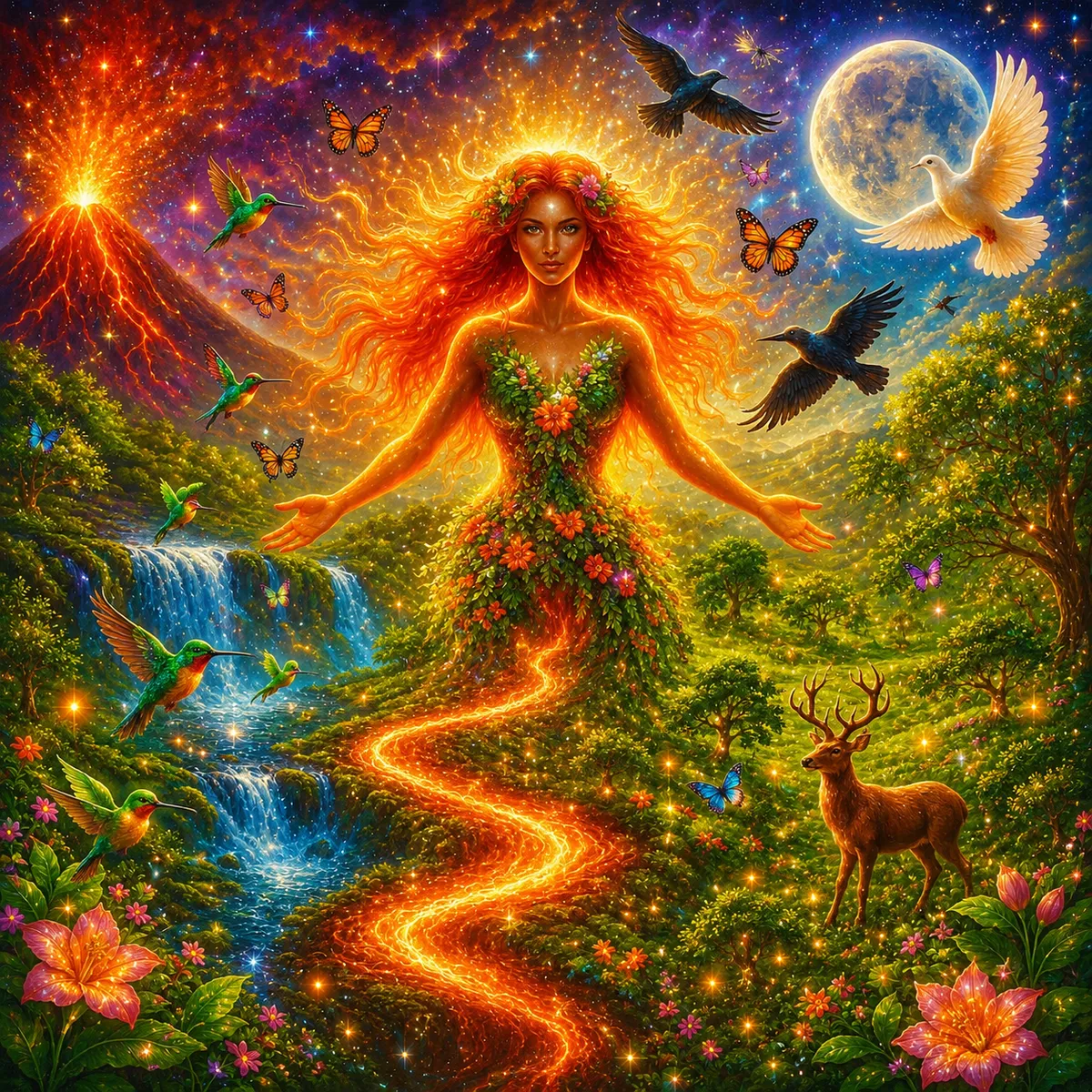 Oracle card, Gaia awakening in a living garden