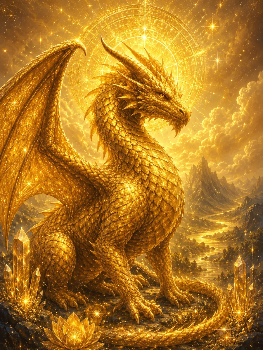 Oracle card, a golden dragon